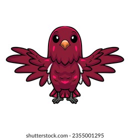 Cute pompadour cotinga bird cartoon flying