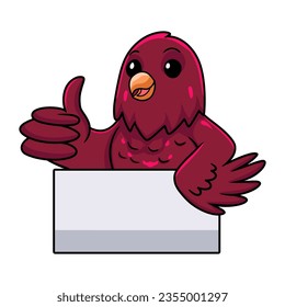 Cute pompadour cotinga bird cartoon giving thumb up