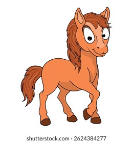 Ilustração de Desenho Animado de Pônei Bonito