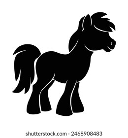 A Cute pony black silhouette design isolated white background