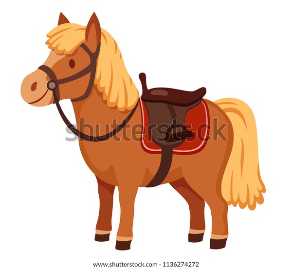 鞍と馬具にかわいい子馬 漫画のベクター画像イラスト のベクター画像素材 ロイヤリティフリー