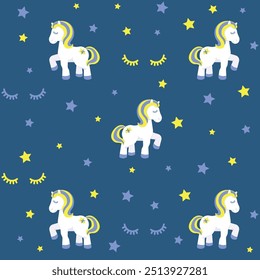 cute pony seamless pattern with stars