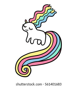 Cute pony unicorn. Adorable vector fairy animal. Magic funny horse.