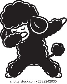 Cute poodle dabbing silhouette on a white background