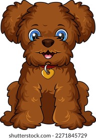 Cute poodle dog cartoon on white background