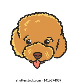 cute poodle dog cartoonwith tongue sticking out hand drawn illustration