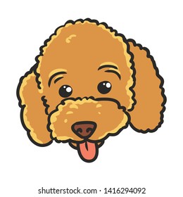 cute poodle dog cartoonwith tongue sticking out hand drawn illustration