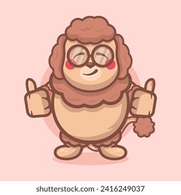 cute poodle dog character cartoon mascot with thumb up hand gesture