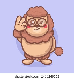 cute poodle dog character mascot with ok sign hand gesture isolated cartoon