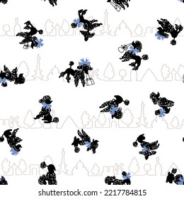 Cute poodle dog seamless pattern,