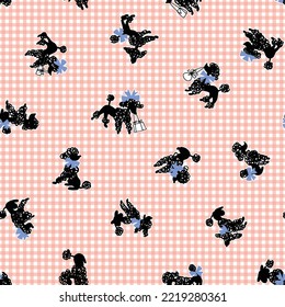 Cute poodle dog seamless pattern,