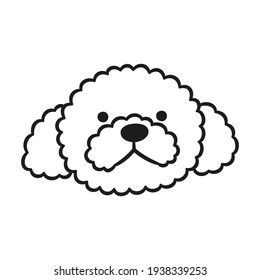 Cute Poodle face. Dog head icon. Hand drawn isolated vector illustration in doodle style on white background