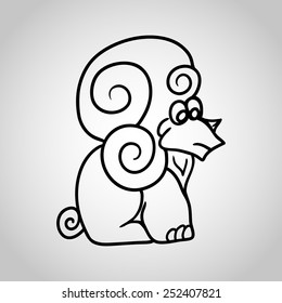 Cute poodle on a gray background