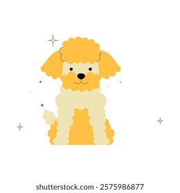 Cute Poodle Puppy In Flat Vector Illustration Symbolizing Pet Care, Dog Breeds, And Animal Companionship, Isolated On White Background