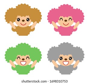 A cute poodle waving with a smile. Four different expressions.