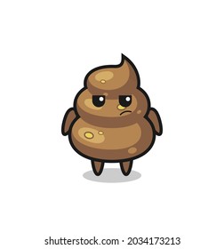personaje de poop lindo con expresión sospechosa, diseño de estilo lindo para camiseta, pegatina, elemento logo