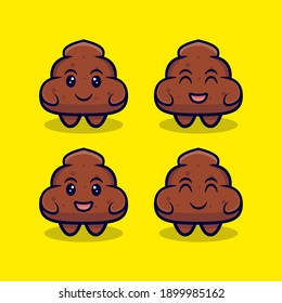 Cute-Poop-Kollektion mit verschiedenen Expression-Cartoon-Vektorgrafik-Illustration