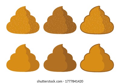 Cute poop icon set. Vector illustration on white background.