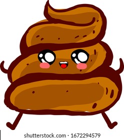Cute poop, illustration, vector on white background.
