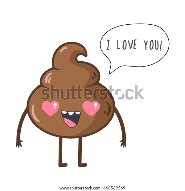 Cute Poop Say Love You Vector Stock Vector (Royalty Free