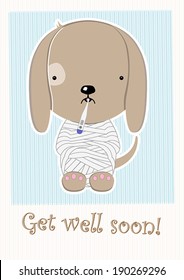 Cute Poor Sick Dog, Get Well Soon Postcard 