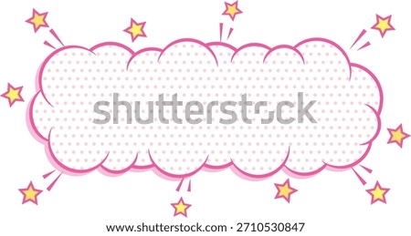 A cute, pop, American comic-style fluffy speech bubble frame