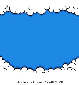 Cute Pop art Comic Background with Cloud and shine bright Vector Illustration. Comic book cartoon speech bubble for text. Cartoon puff cloud background for text template. Kids background.