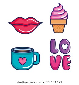 cute pop art icons