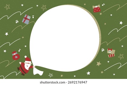 Um fundo de moldura de Natal pop bonito com Papai Noel distribuindo presentes com um saco de presente: Vetor material de ilustração perfeito para dezembro	