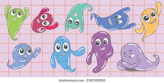 cute pop color ghost design for prints and card design,editable isolated vector design