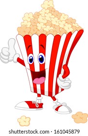 Cute pop corn cartoon with thumb up