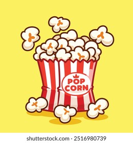 cute pop corn cinema cartoon design vector illustration