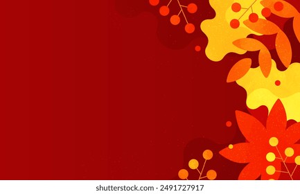Cute and pop illustration. Autumn red background.