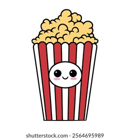 Cute Popcorn Bucket Cartoon Illustration	