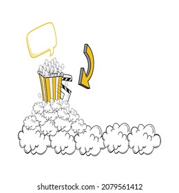 Cute popcorn cartoon design best for all your designing needs for portfolio, artwork, books, notes, advertisements, and many more.