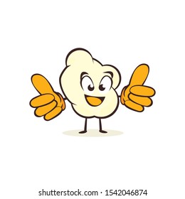 cute popcorn cartoon mascot character vector illustration design