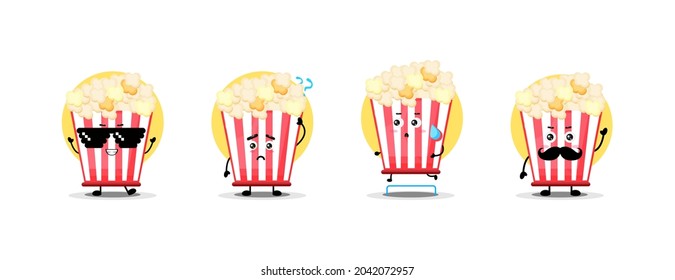 Cute popcorn character collection vector design