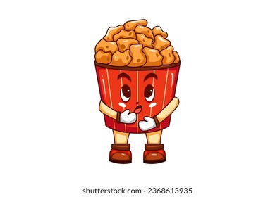 Cute Popcorn Character Design Illustration