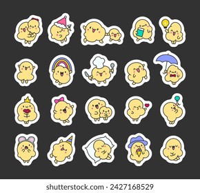 Cute popcorn character in different poses. Sticker Bookmark. Funny cartoon food. Hand drawn style. Vector drawing. Collection of design elements.