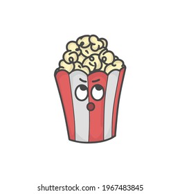 Cute Popcorn Character Flat Cartoon Vector Template Design Illustration