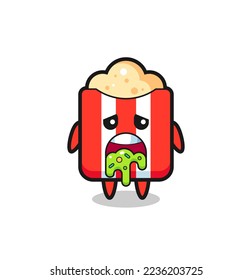 el lindo personaje de palomitas con puke , diseño de estilo lindo para camiseta, pegatina, elemento logo