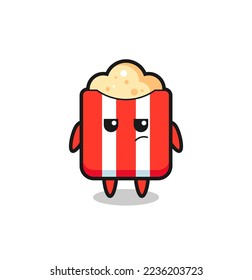 cute popcorn character with suspicious expression , cute style design for t shirt, sticker, logo element