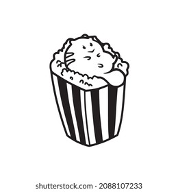 Cute Popcorn Doodle icon vector illustrations