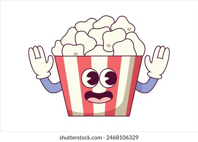 Cute Popcorn Flat Sticker Design