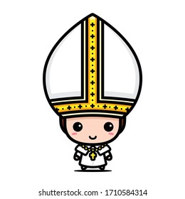 cute pope character vector design
