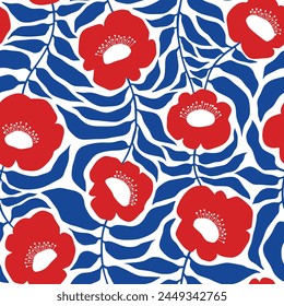 Cute poppy flower seamless pattern. flower pattern. floral pattern.