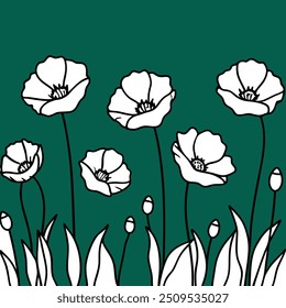 cute poppy flowers vector logo