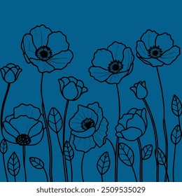 cute poppy flowers vector logo