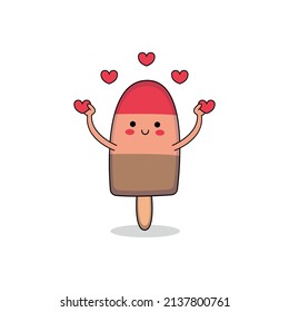 Cute popsicle cartoon character spreading love