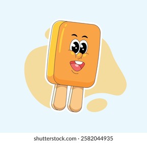 Cute popsicle character illustration. Summer ice cream character.